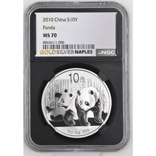 2010 - 1oz Panda Silver Coin - China 10Yn - NGC MS70 (S14-B13)